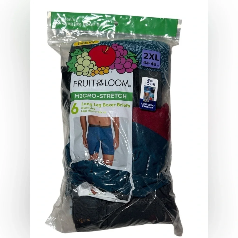 Fruit of the Loom  Micro-Stretch Long Leg Boxer Briefs 6-Pack Underwear Small